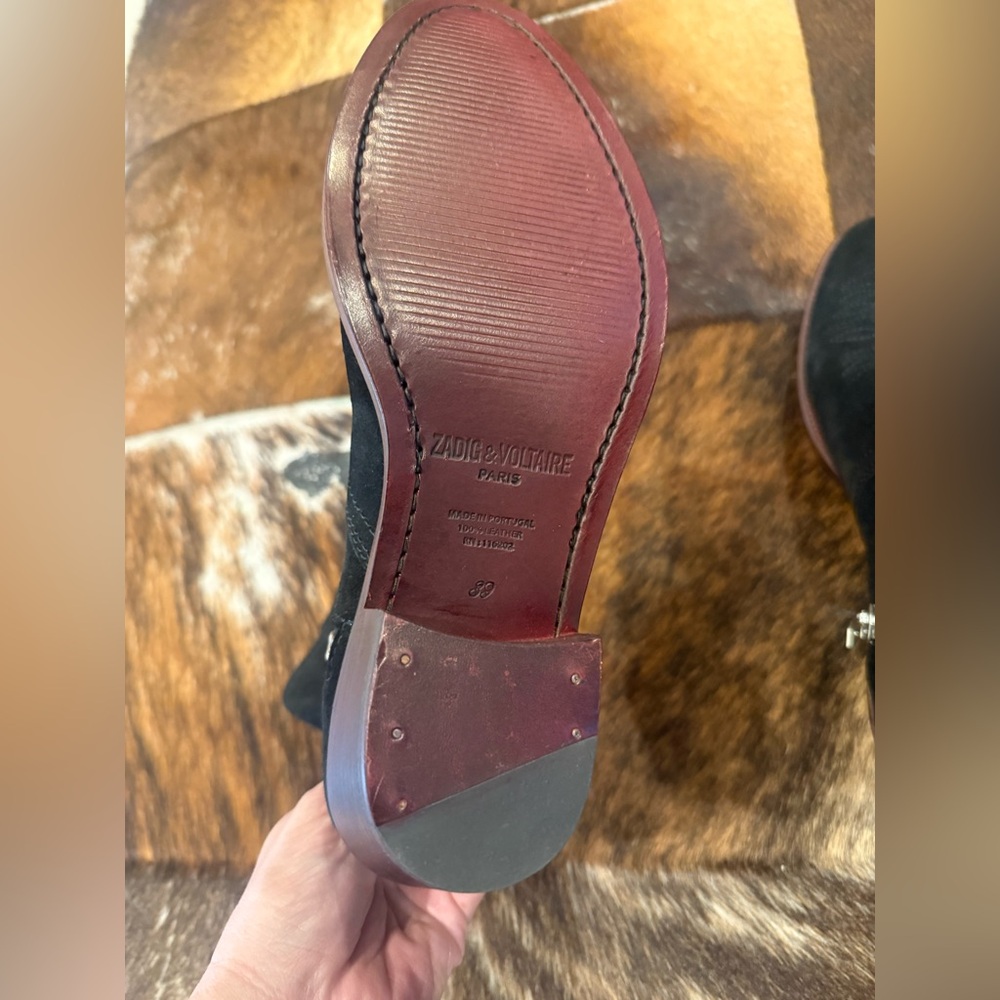 New Zadig and Voltaire Pilar Suede Western Booties - Picture 9 of 10